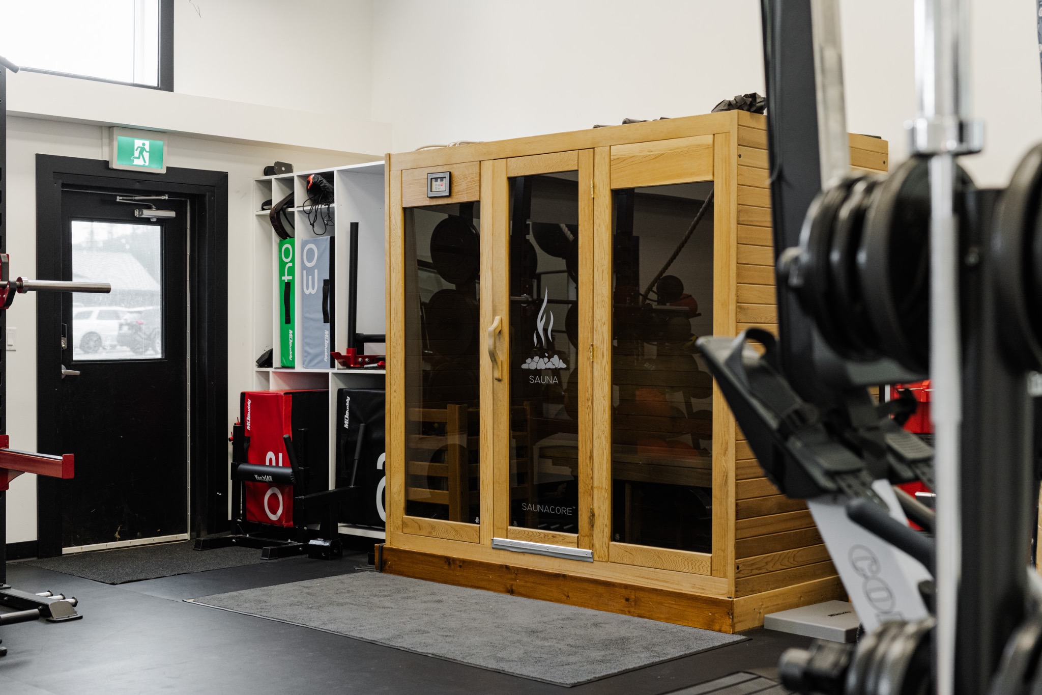 The Fort’s wooden sauna beside the fitness room