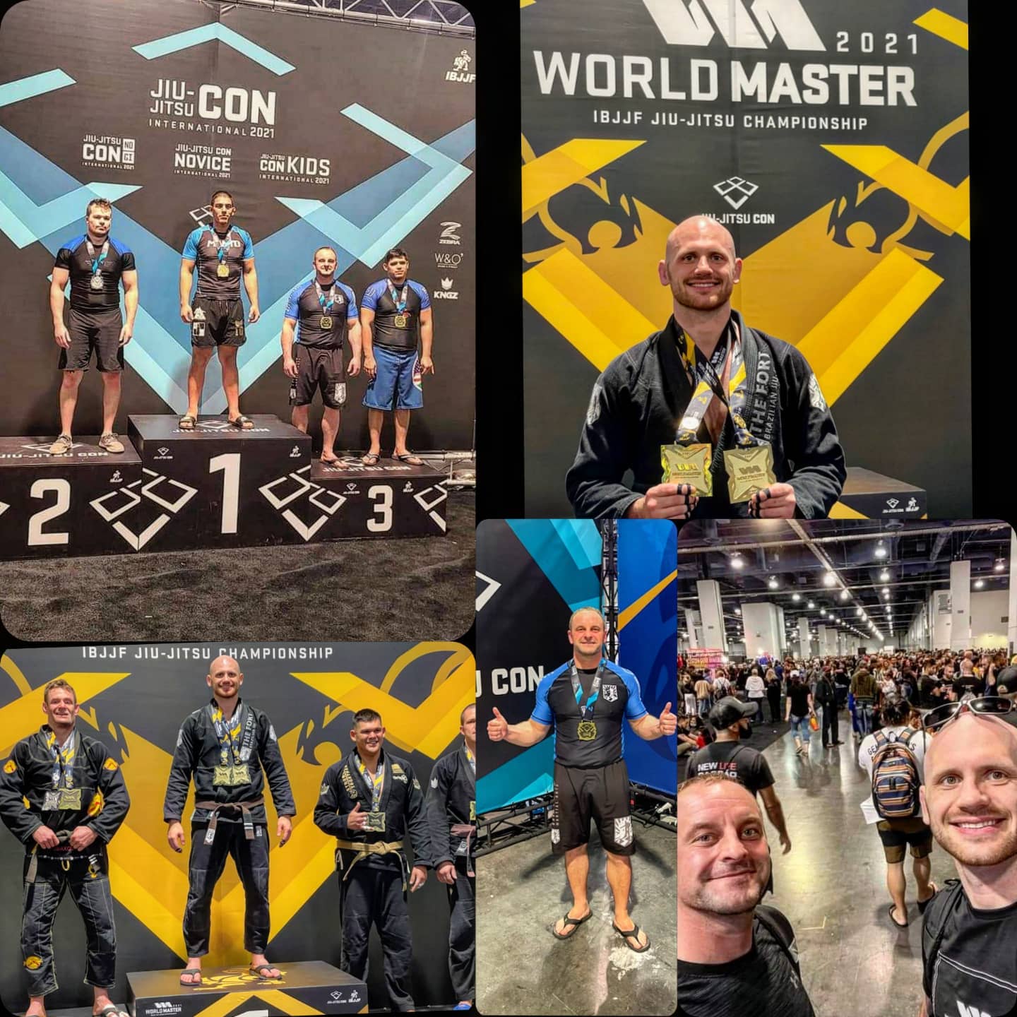 A collage of Tristan and Jonah’s competition and podium moments in Las Vegas in 2021